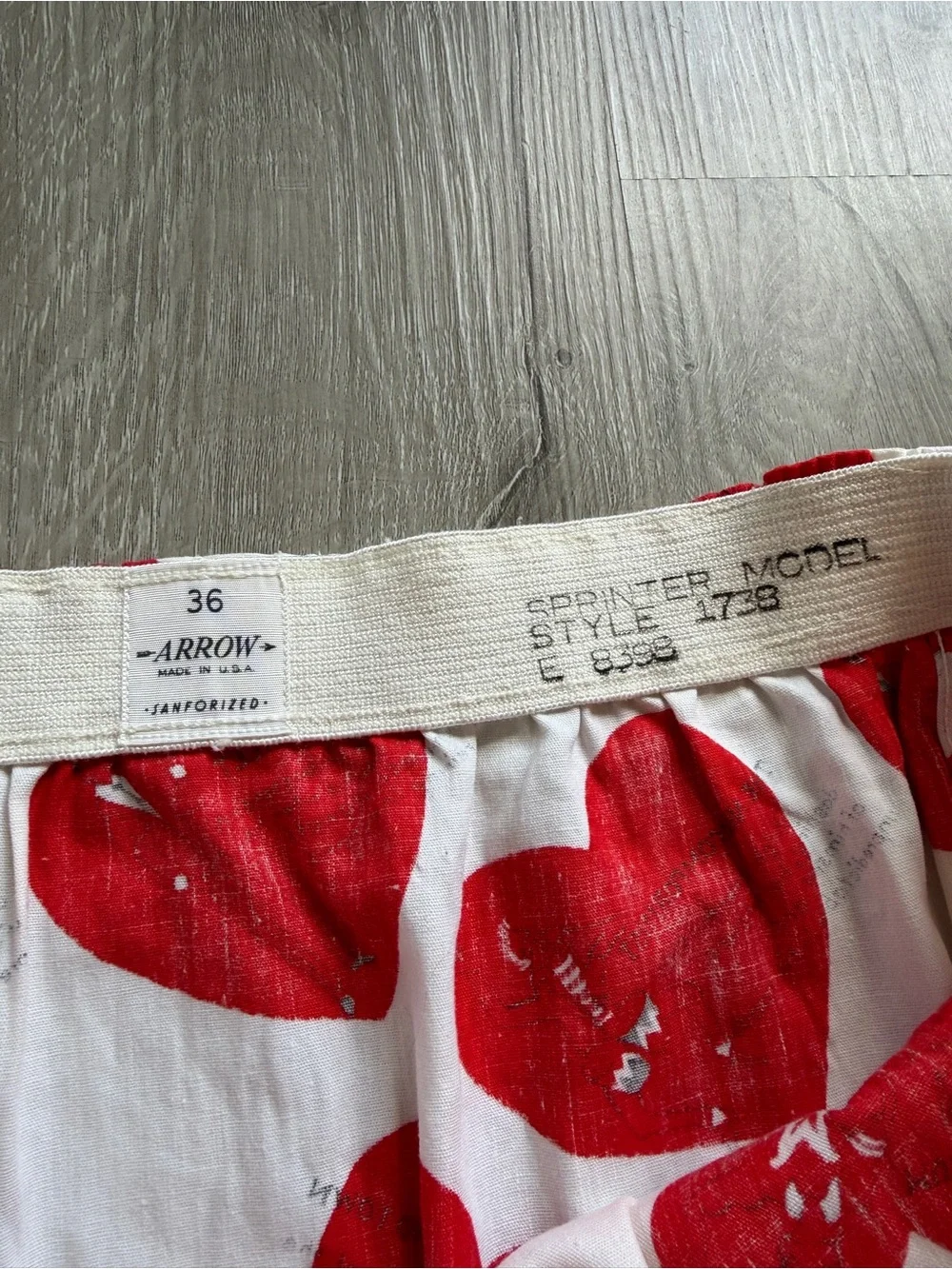 Arrow Vintage Valentine Hearts Novelty Boxer Shorts Sprinter 36 Sanforized 1738